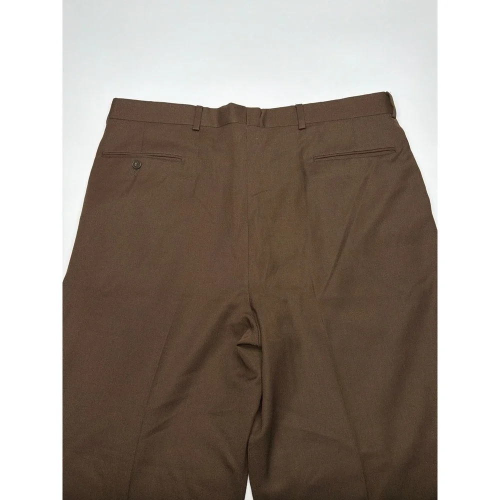 Monsieur by Givenchy Vintage Brown Double Pleated Cuffed Dress‎ Pants Mens 36R